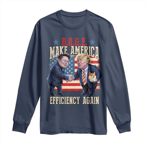 Trump Elon 2025 Long Sleeve Shirt DOGE Make America Efficiency Again TS09 Navy Print Your Wear