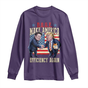 Trump Elon 2025 Long Sleeve Shirt DOGE Make America Efficiency Again TS09 Purple Print Your Wear