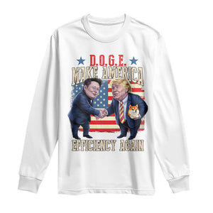 Trump Elon 2025 Long Sleeve Shirt DOGE Make America Efficiency Again TS09 White Print Your Wear