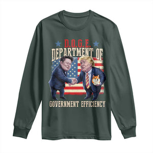 Trump Elon 2025 Long Sleeve Shirt DOGE Department of Government Efficiency TS09 Dark Forest Green Print Your Wear