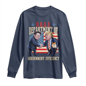 Trump Elon 2025 Long Sleeve Shirt DOGE Department of Government Efficiency TS09 Navy Print Your Wear