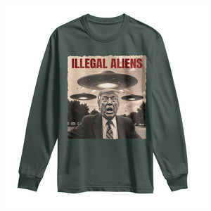 Funny Trump Illegal Aliens Long Sleeve Shirt TS09 Dark Forest Green Print Your Wear