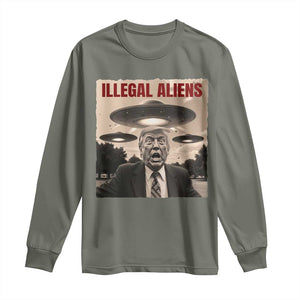 Funny Trump Illegal Aliens Long Sleeve Shirt TS09 Military Green Print Your Wear