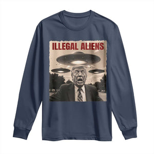 Funny Trump Illegal Aliens Long Sleeve Shirt TS09 Navy Print Your Wear