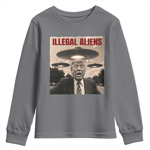 Funny Trump Illegal Aliens Youth Sweatshirt TS09 Charcoal Print Your Wear