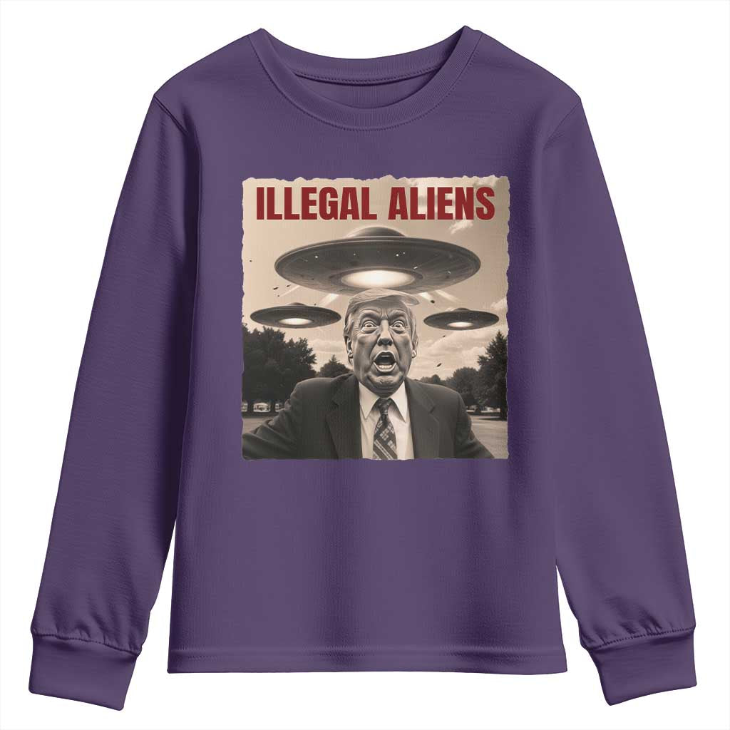 Funny Trump Illegal Aliens Youth Sweatshirt TS09 Purple Print Your Wear