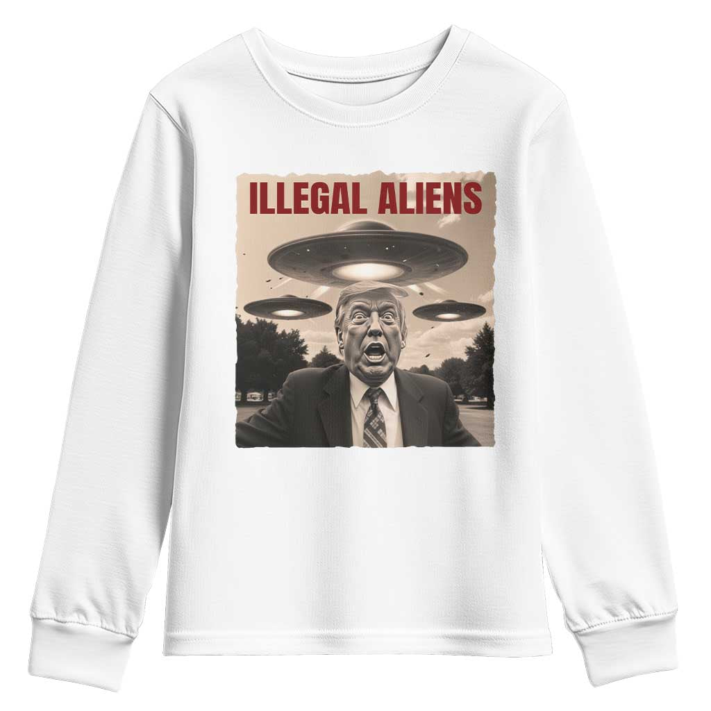 Funny Trump Illegal Aliens Youth Sweatshirt TS09 White Print Your Wear