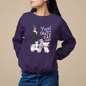 Mother's Day Cat Lover Sweatshirt Yes I Am The Crazy Cat Mom TS09 Purple Printyourwear