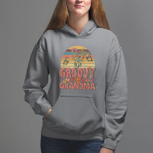 Mother's Day Grandma Groovy Floral Hippie Retro Flower Hoodie TS09 Charcoal Printyourwear