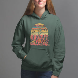 Mother's Day Grandma Groovy Floral Hippie Retro Flower Hoodie TS09 Dark Forest Green Printyourwear