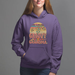 Mother's Day Grandma Groovy Floral Hippie Retro Flower Hoodie TS09 Purple Printyourwear