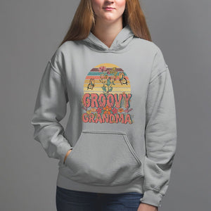 Mother's Day Grandma Groovy Floral Hippie Retro Flower Hoodie TS09 Sport Gray Printyourwear