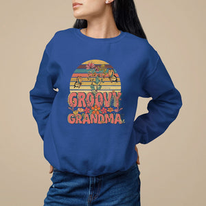 Mother's Day Grandma Groovy Floral Hippie Retro Flower Sweatshirt TS09 Royal Blue Printyourwear