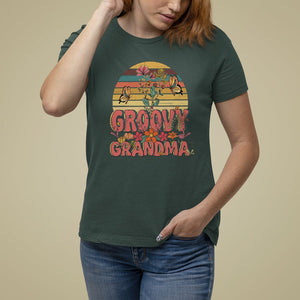 Mother's Day Grandma Groovy Floral Hippie Retro Flower T Shirt For Women TS09 Dark Forest Green Printyourwear