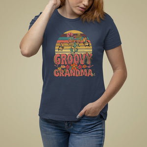 Mother's Day Grandma Groovy Floral Hippie Retro Flower T Shirt For Women TS09 Navy Printyourwear