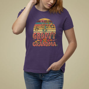 Mother's Day Grandma Groovy Floral Hippie Retro Flower T Shirt For Women TS09 Purple Printyourwear