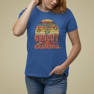 Mother's Day Grandma Groovy Floral Hippie Retro Flower T Shirt For Women TS09 Royal Blue Printyourwear