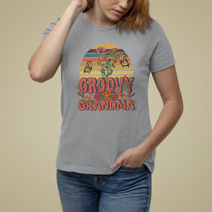 Mother's Day Grandma Groovy Floral Hippie Retro Flower T Shirt For Women TS09 Sport Gray Printyourwear