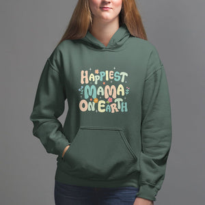 Mother's Day Hoodie Happiest Mama On Earth Groovy TS09 Dark Forest Green Printyourwear