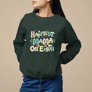 Mother's Day Sweatshirt Happiest Mama On Earth Groovy TS09 Dark Forest Green Printyourwear