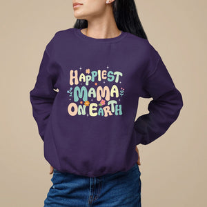 Mother's Day Sweatshirt Happiest Mama On Earth Groovy TS09 Purple Printyourwear