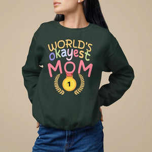 Mother's Day Sweatshirt World's Okayest Mom Medal TS09 Dark Forest Green Printyourwear