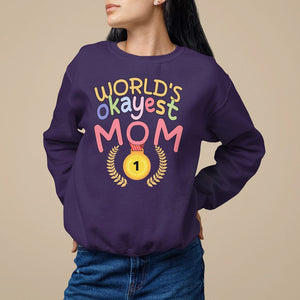 Mother's Day Sweatshirt World's Okayest Mom Medal TS09 Purple Printyourwear