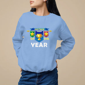 Mother's Day Sweatshirt Mother Of The Year Award Medal TS09 Carolina Blue Printyourwear