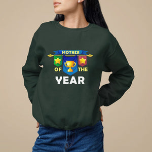 Mother's Day Sweatshirt Mother Of The Year Award Medal TS09 Dark Forest Green Printyourwear