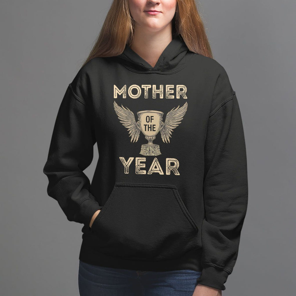 Mother's Day Hoodie Mother Of The Year Award Medal TS09 Black Printyourwear