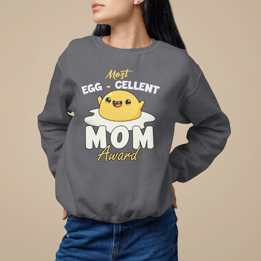 Mother's Day Sweatshirt Most Eggcelent Mom Cute Egg TS09 Charcoal Printyourwear