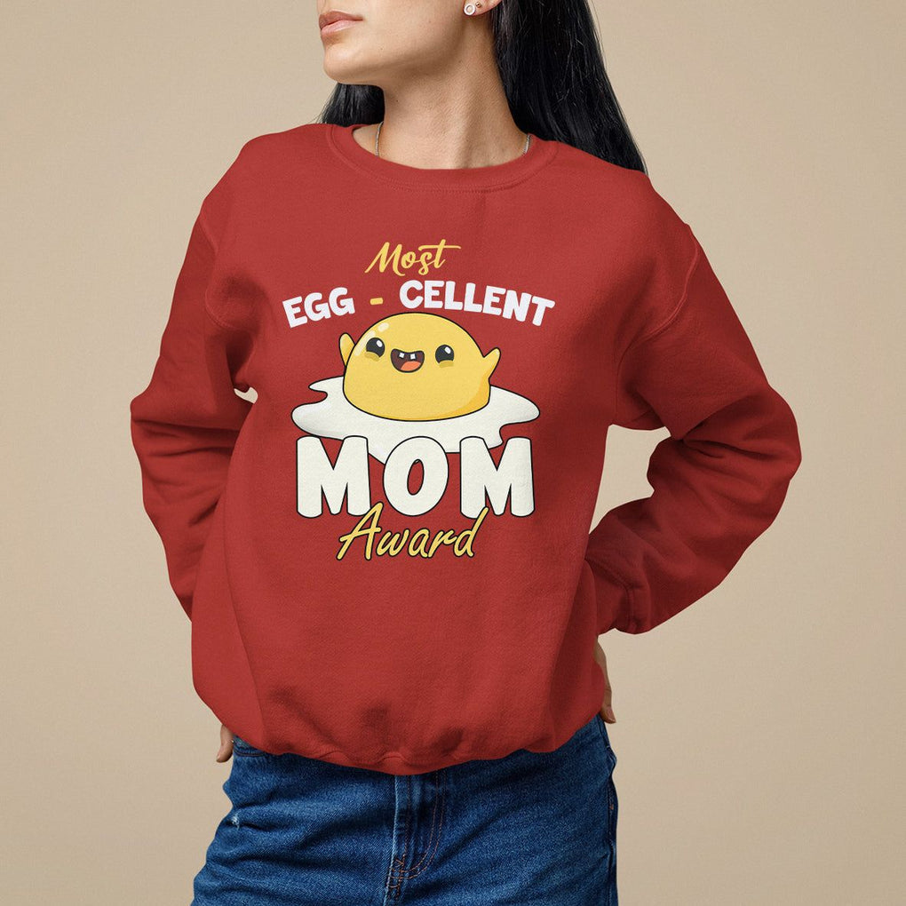 Mother's Day Sweatshirt Most Eggcelent Mom Cute Egg TS09 Red Printyourwear
