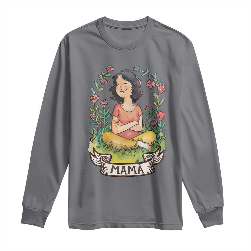 Mother's Day Mama Picture Long Sleeve Shirt TS09 Charcoal Print Your Wear