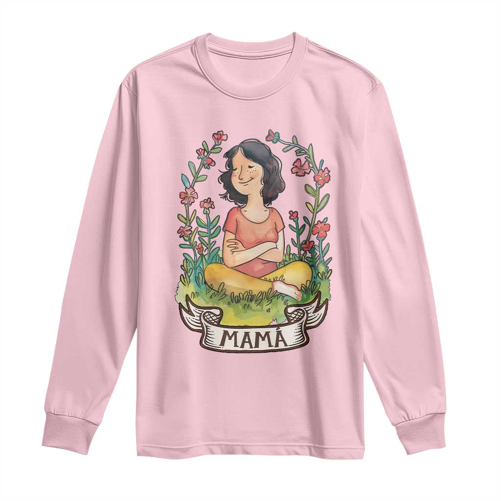 Mother's Day Mama Picture Long Sleeve Shirt TS09 Light Pink Print Your Wear