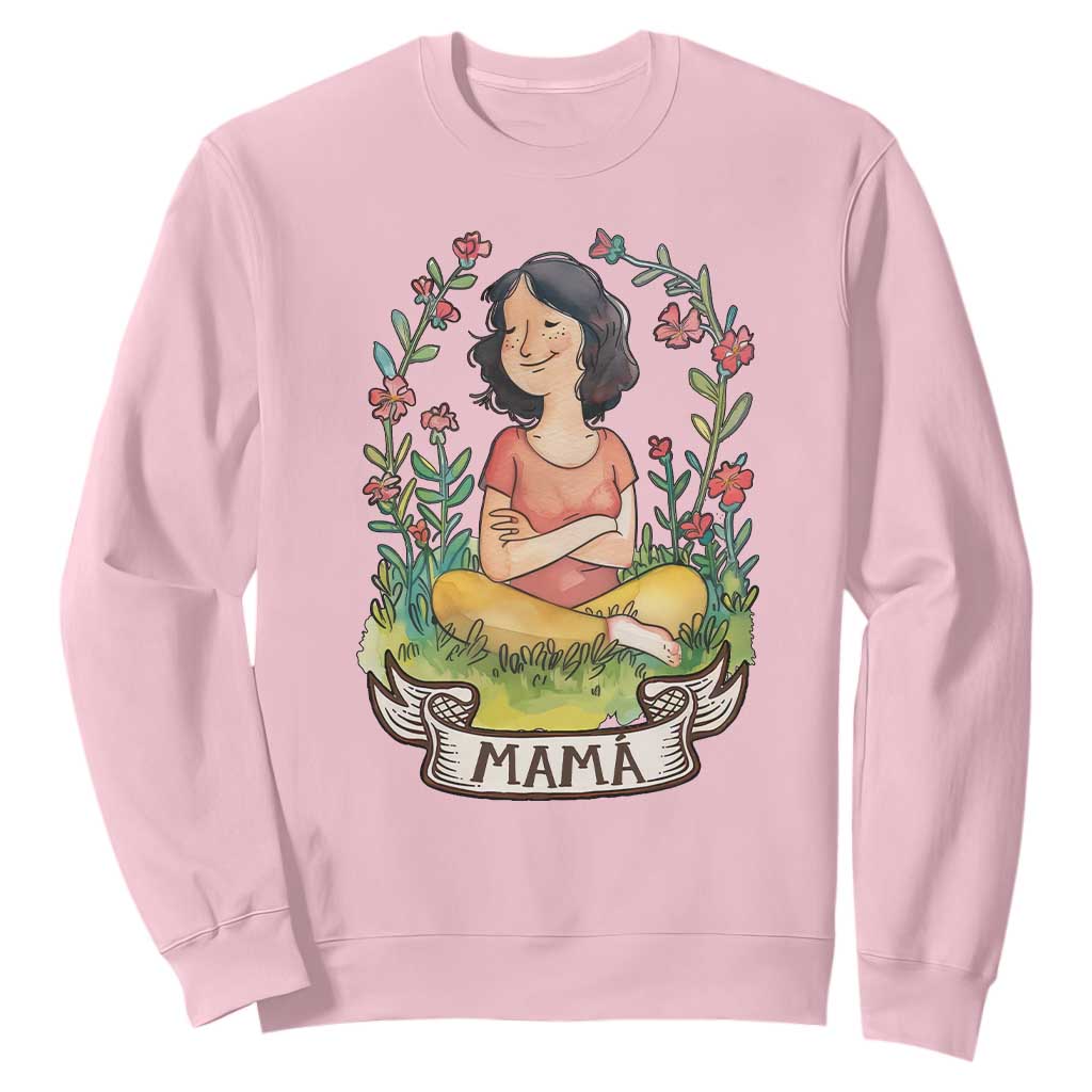 Mother's Day Mama Picture Sweatshirt TS09 Light Pink Print Your Wear
