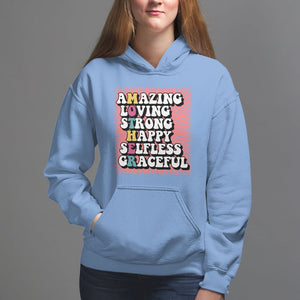 Mother's Day Hoodie Amazing Loving Strong Happy Selfless Graceful Mom TS09 Carolina Blue Printyourwear