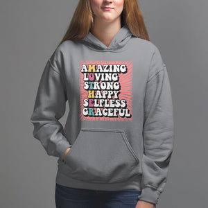 Mother's Day Hoodie Amazing Loving Strong Happy Selfless Graceful Mom TS09 Charcoal Printyourwear