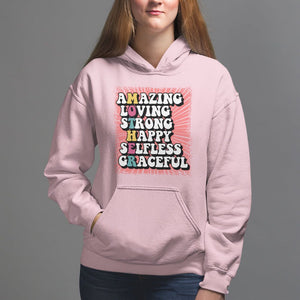 Mother's Day Hoodie Amazing Loving Strong Happy Selfless Graceful Mom TS09 Light Pink Printyourwear