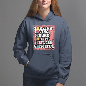 Mother's Day Hoodie Amazing Loving Strong Happy Selfless Graceful Mom TS09 Navy Printyourwear