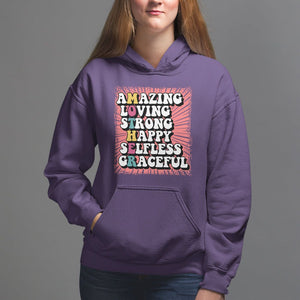 Mother's Day Hoodie Amazing Loving Strong Happy Selfless Graceful Mom TS09 Purple Printyourwear