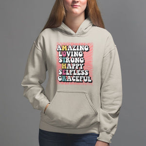 Mother's Day Hoodie Amazing Loving Strong Happy Selfless Graceful Mom TS09 Sand Printyourwear