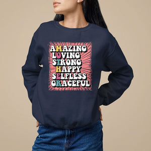 Mother's Day Sweatshirt Amazing Loving Strong Happy Selfless Graceful Mom TS09 Navy Printyourwear