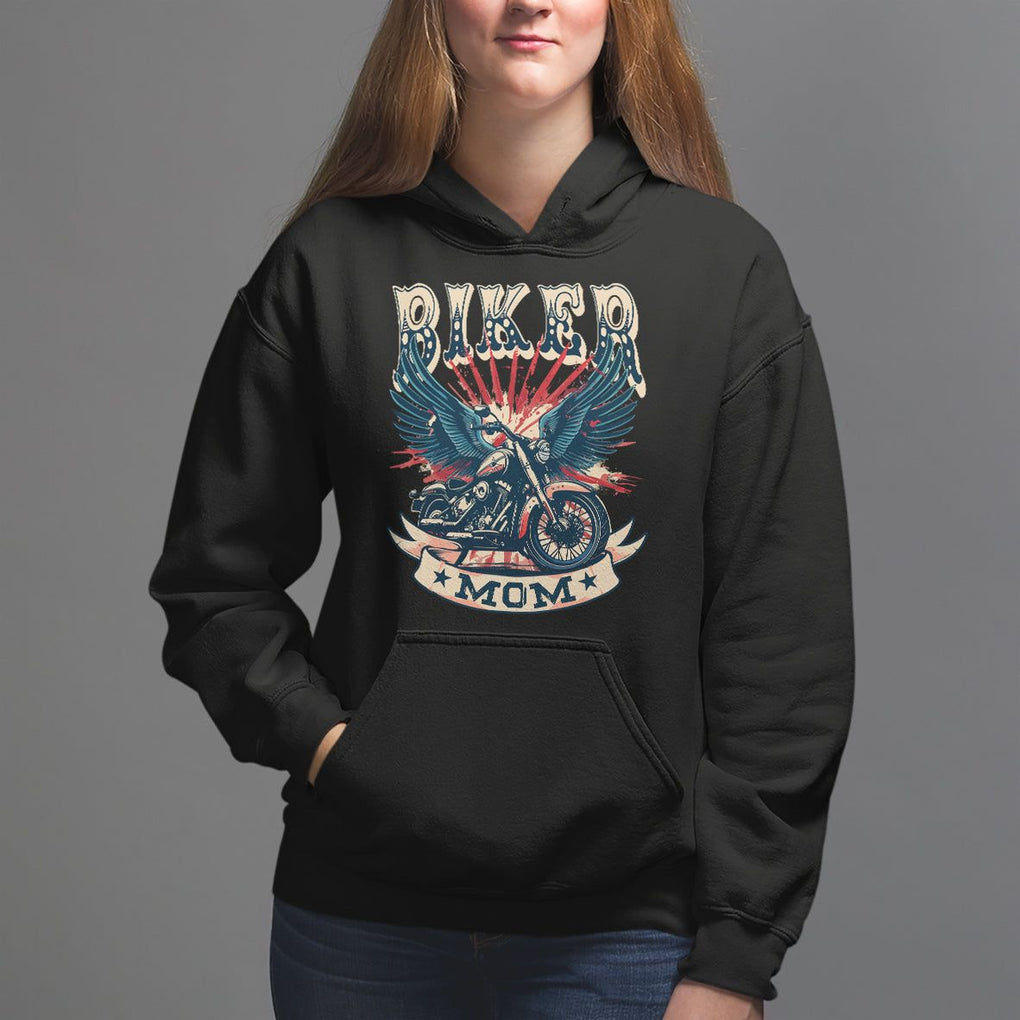 Mother's Day Hoodie Biker Mom Cool Mommy Motorcycle TS09 Black Printyourwear