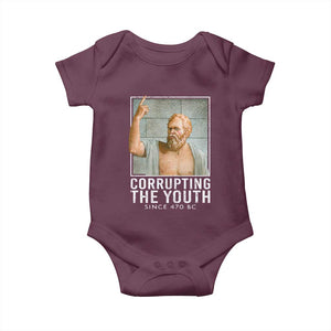 Funny Greek Philosophy Socrates Baby Onesie Corrupting The Youth Philosopher TS09 Maroon Print Your Wear