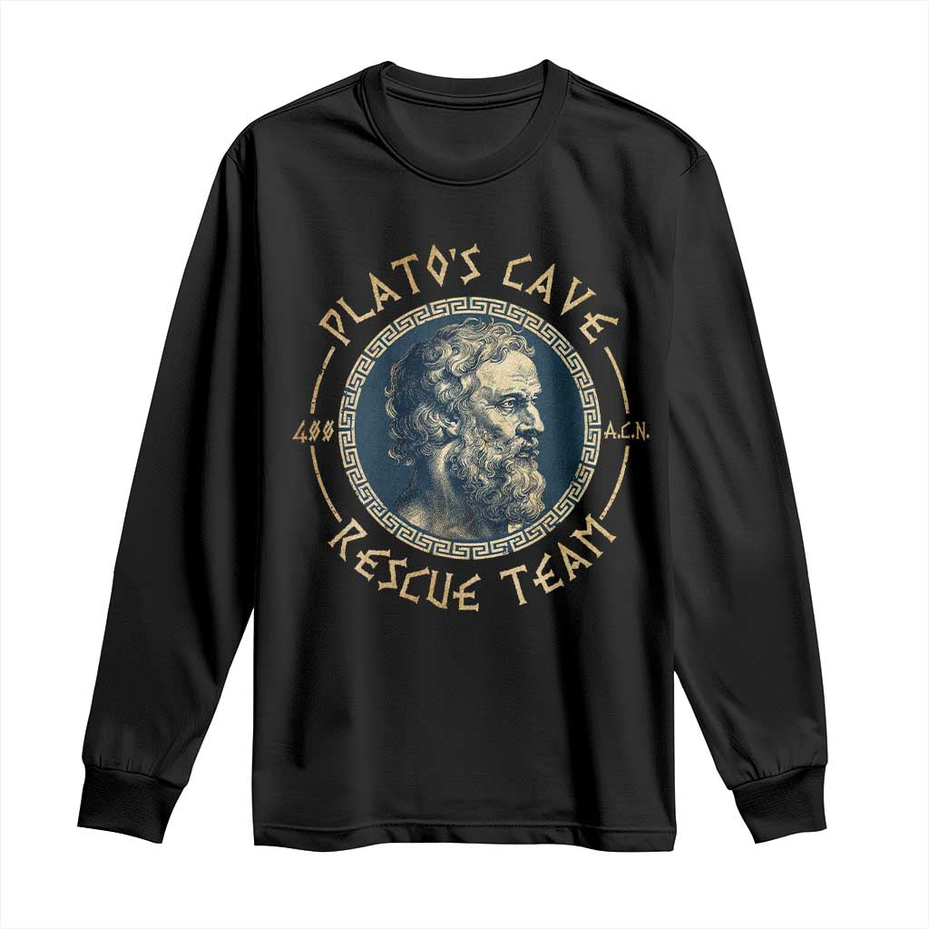 Greek Philosophy Plato Long Sleeve Shirt Platos Cave Rescue Team TS09 Black Print Your Wear