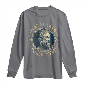 Greek Philosophy Plato Long Sleeve Shirt Platos Cave Rescue Team TS09 Charcoal Print Your Wear