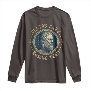 Greek Philosophy Plato Long Sleeve Shirt Platos Cave Rescue Team TS09 Dark Chocolate Print Your Wear