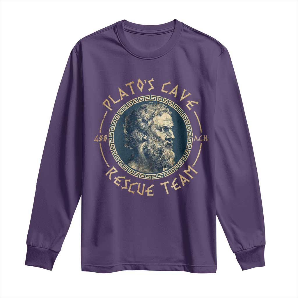 Greek Philosophy Plato Long Sleeve Shirt Platos Cave Rescue Team TS09 Purple Print Your Wear