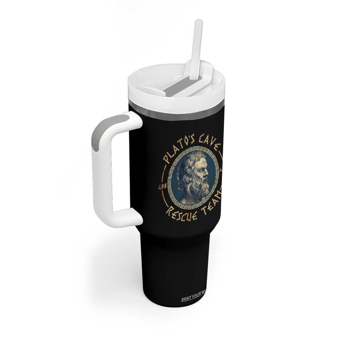 Greek Philosophy Plato Tumbler With Handle Platos Cave Rescue Team TS09 Print Your Wear