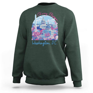 Washington DC Lover Cherry Blossom Sweatshirt TS09 Dark Forest Green Print Your Wear